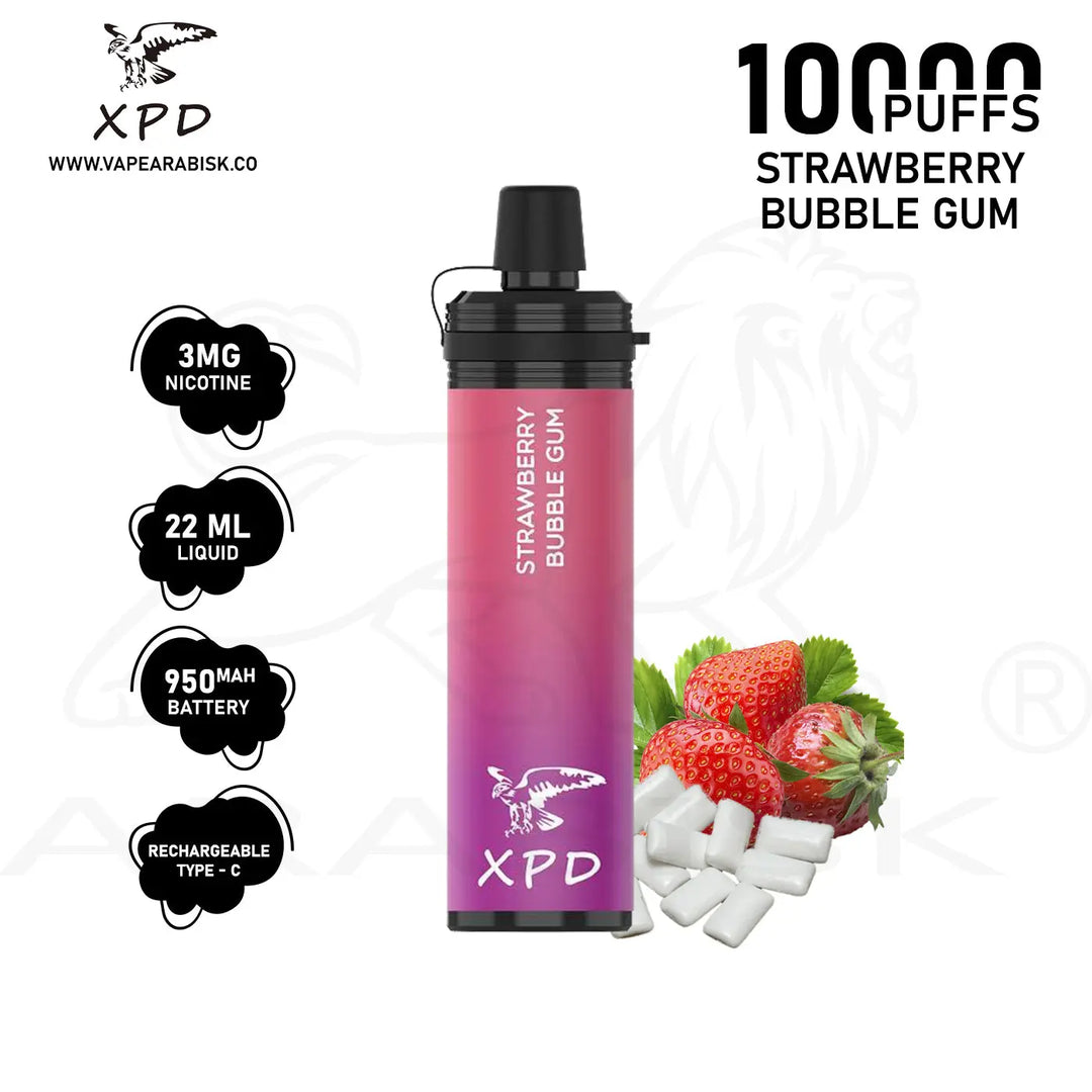 R-SHISHA XPD BAR 10000 PUFFS 3MG - STRAWBERRY BUBBLEGUM 