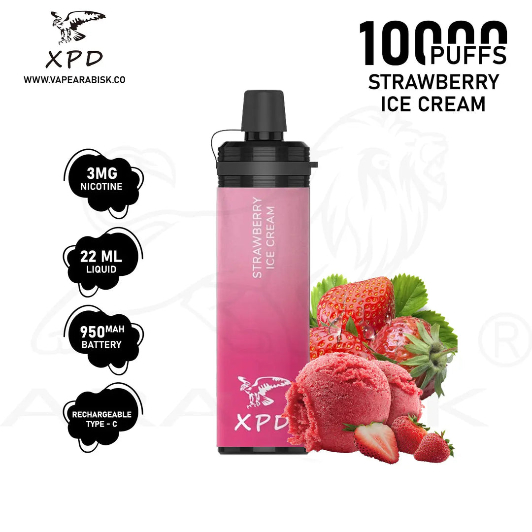 R-SHISHA XPD BAR 10000 PUFFS 3MG - STRAWBERRY ICE CREAM 