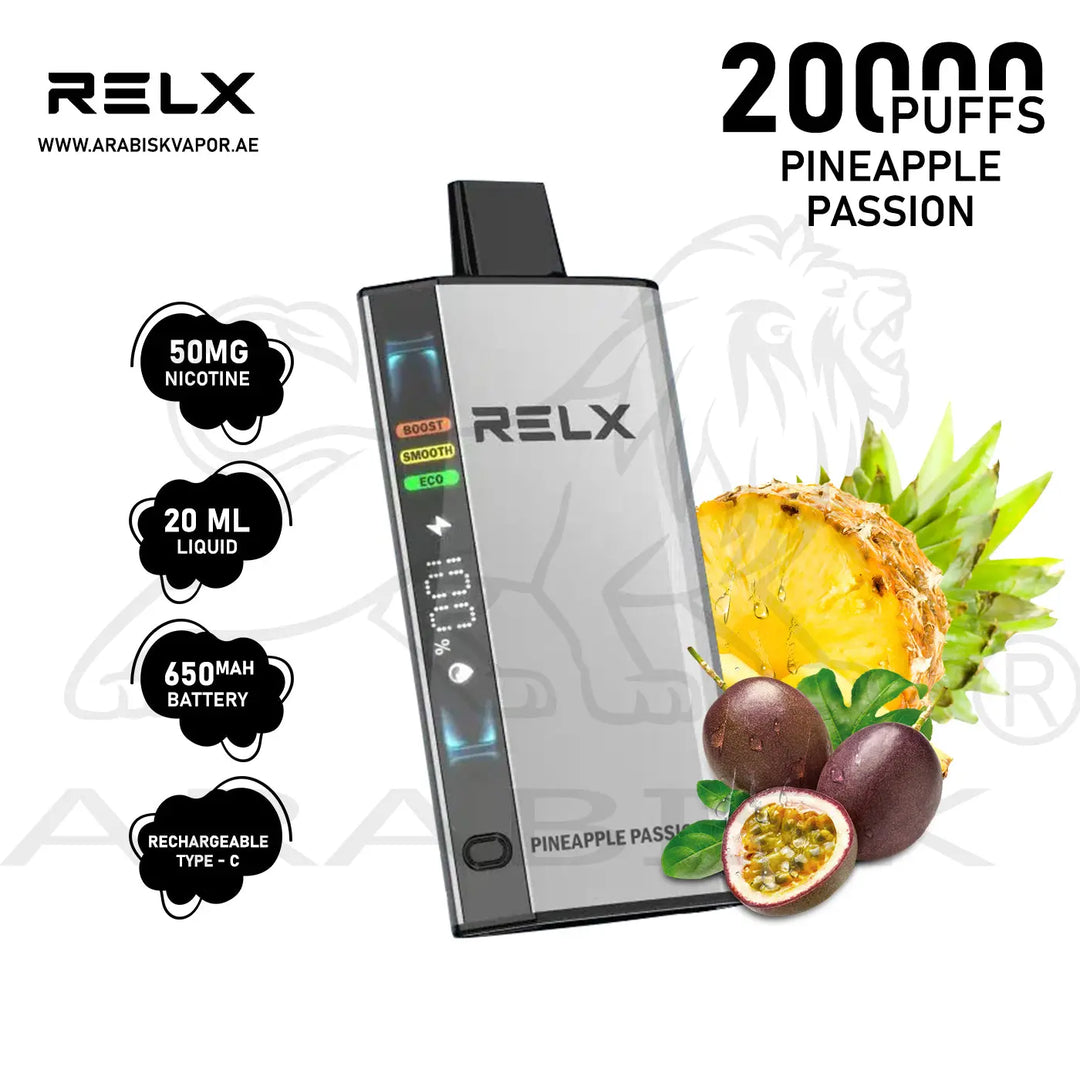 RELX ACE 20000 PUFFS 50MG - PINEAPPLE PASSION | DISPOSABLE DEVICES Arabisk Vape RELX ACE 20000 PUFFS 50MG - PINEAPPLE PASSION | DISPOSABLE DEVICES Arabisk Vape