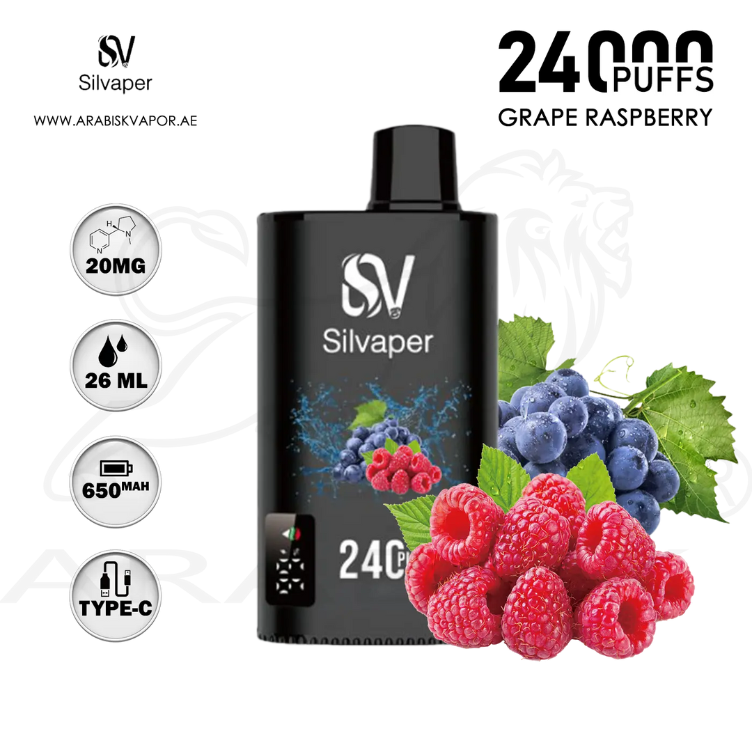 SILVAPER ROCKET 24000 PUFFS 20MG - GRAPE RASPBERRY Arabisk Vape SILVAPER ROCKET 24000 PUFFS 20MG - GRAPE RASPBERRY Arabisk Vape