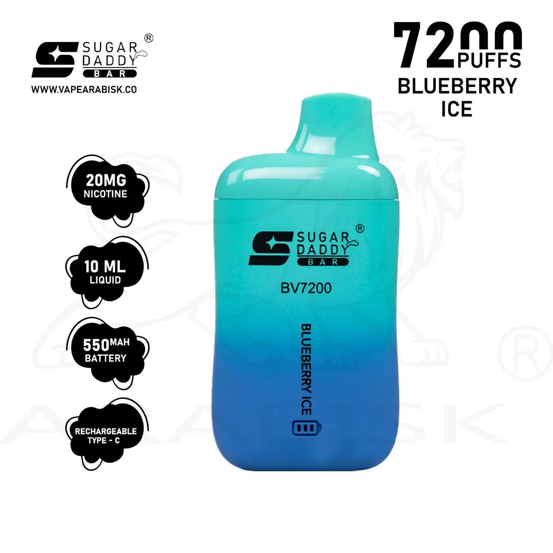 SUGAR DADDY BAR  BV 7200 PUFFS 20MG - BLUEBERRY ICE Sugar Daddy Bar