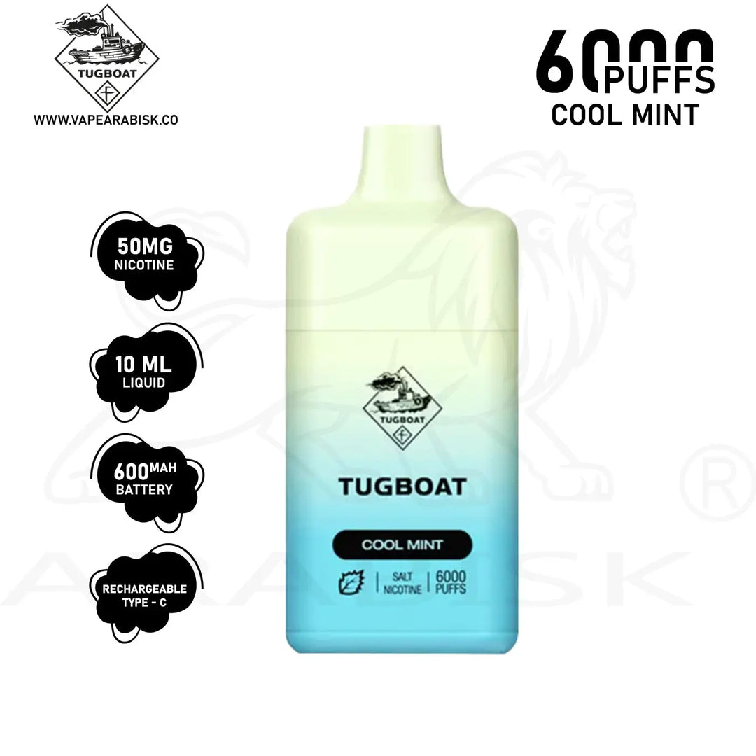 TUGBOAT BOX 6000 PUFFS 50MG - COOL MINT Tugboat