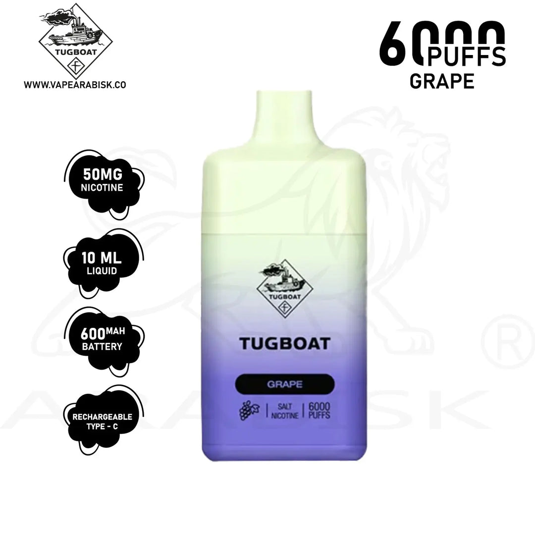 TUGBOAT BOX 6000 PUFFS 50MG - GRAPE Tugboat