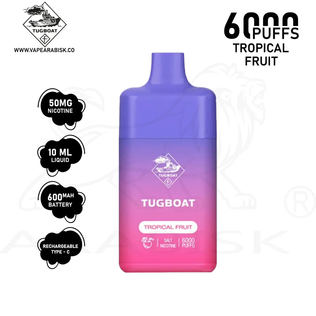 TUGBOAT BOX 6000 PUFFS 50MG - TROPICAL FRUIT Tugboat