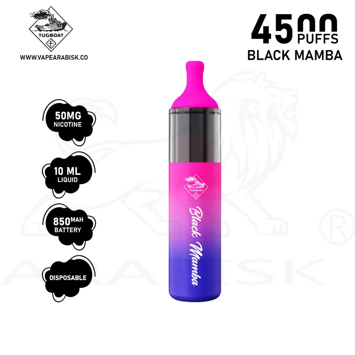 TUGBOAT EVO 4500 PUFFS 50MG - BLACK MAMBA | DISPOSABLE VAPE – Arabisk Vape