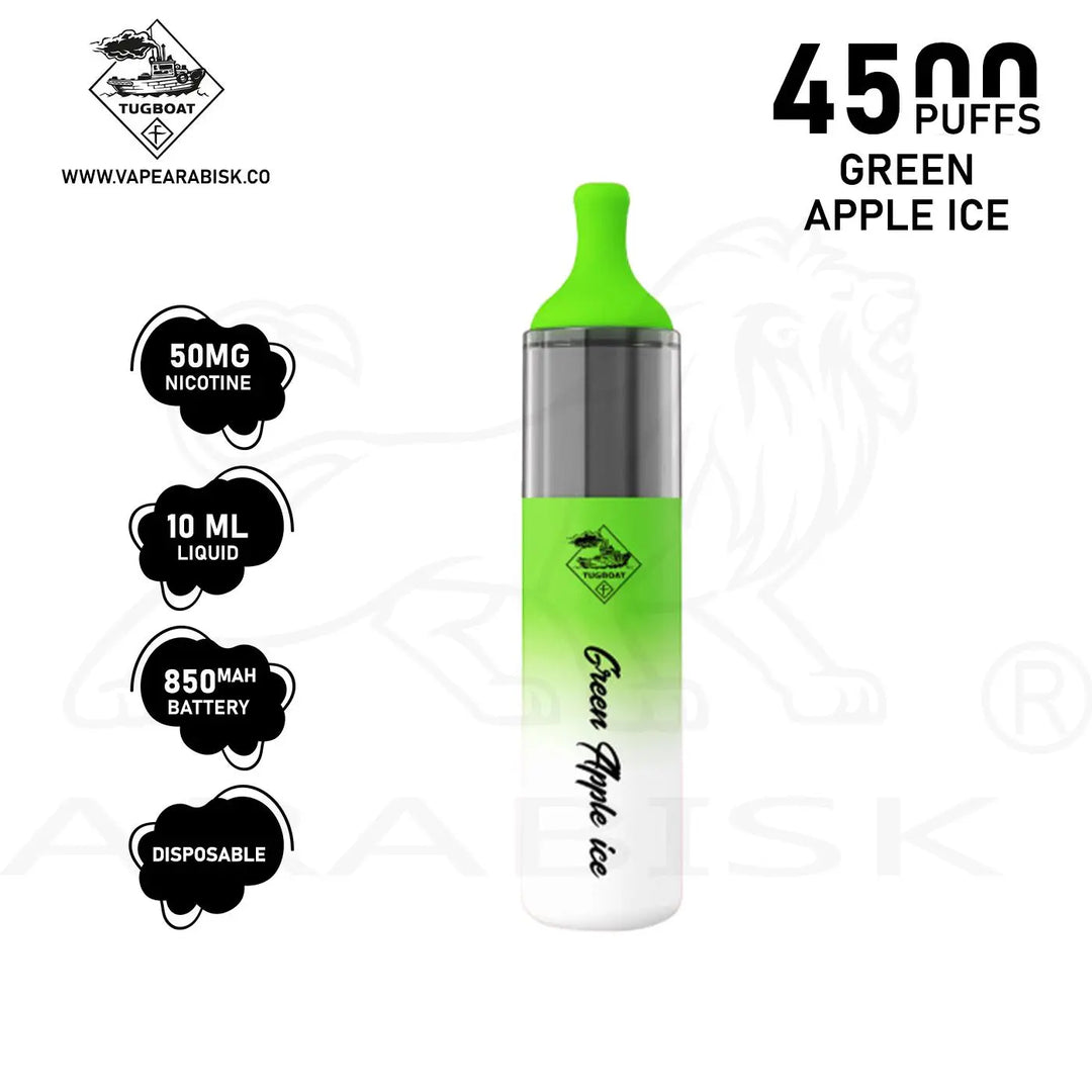 TUGBOAT EVO 4500 PUFFS 50MG - GREEN APPLE ICE Tugboat