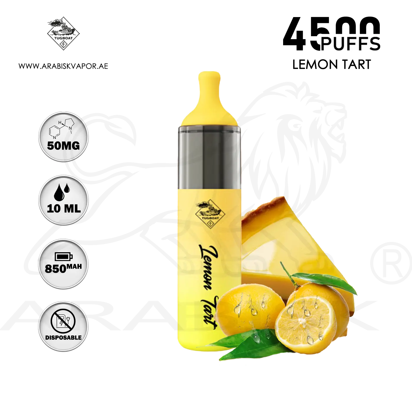 elf bar vape uk TUGBOAT EVO 4500 PUFFS 50MG - LEMON TART
