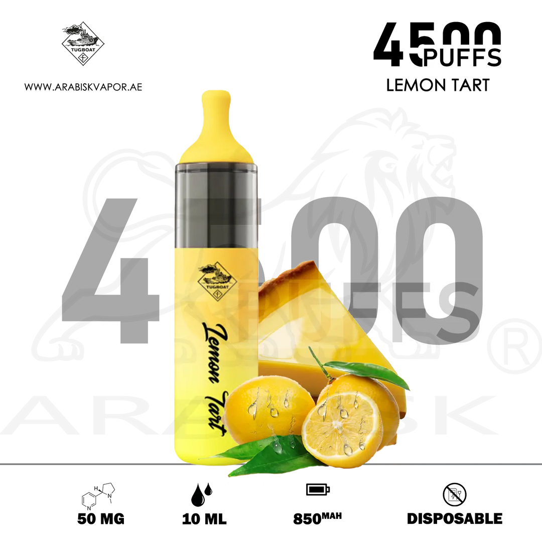lemon tart disposable vape TUGBOAT EVO 4500 PUFFS 50MG - LEMON TART
