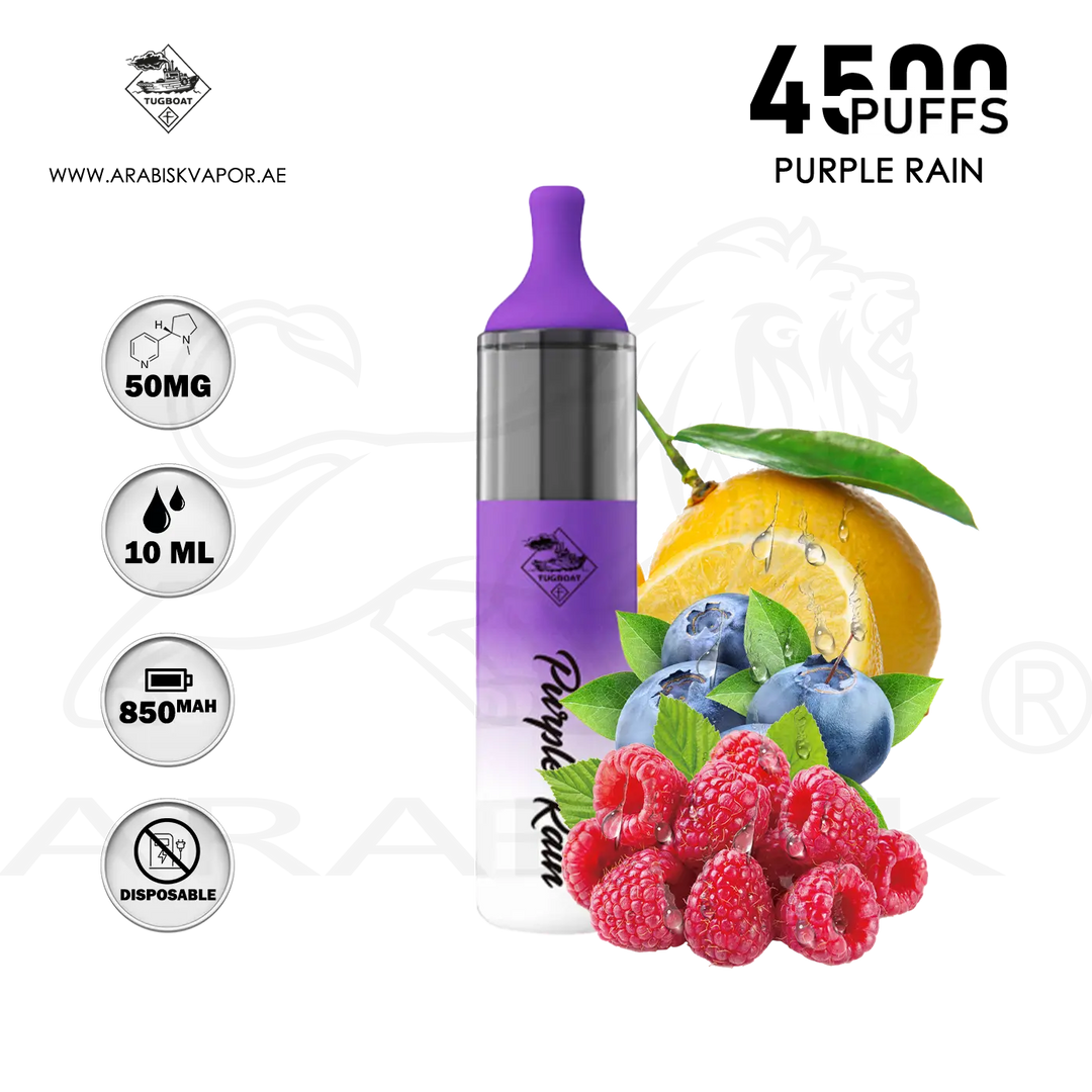 TUGBOAT EVO 4500 PUFFS 50MG - PURPLE RAIN | DISPOSABLE VAPE Arabisk Vape TUGBOAT EVO 4500 PUFFS 50MG - PURPLE RAIN | DISPOSABLE VAPE Arabisk Vape