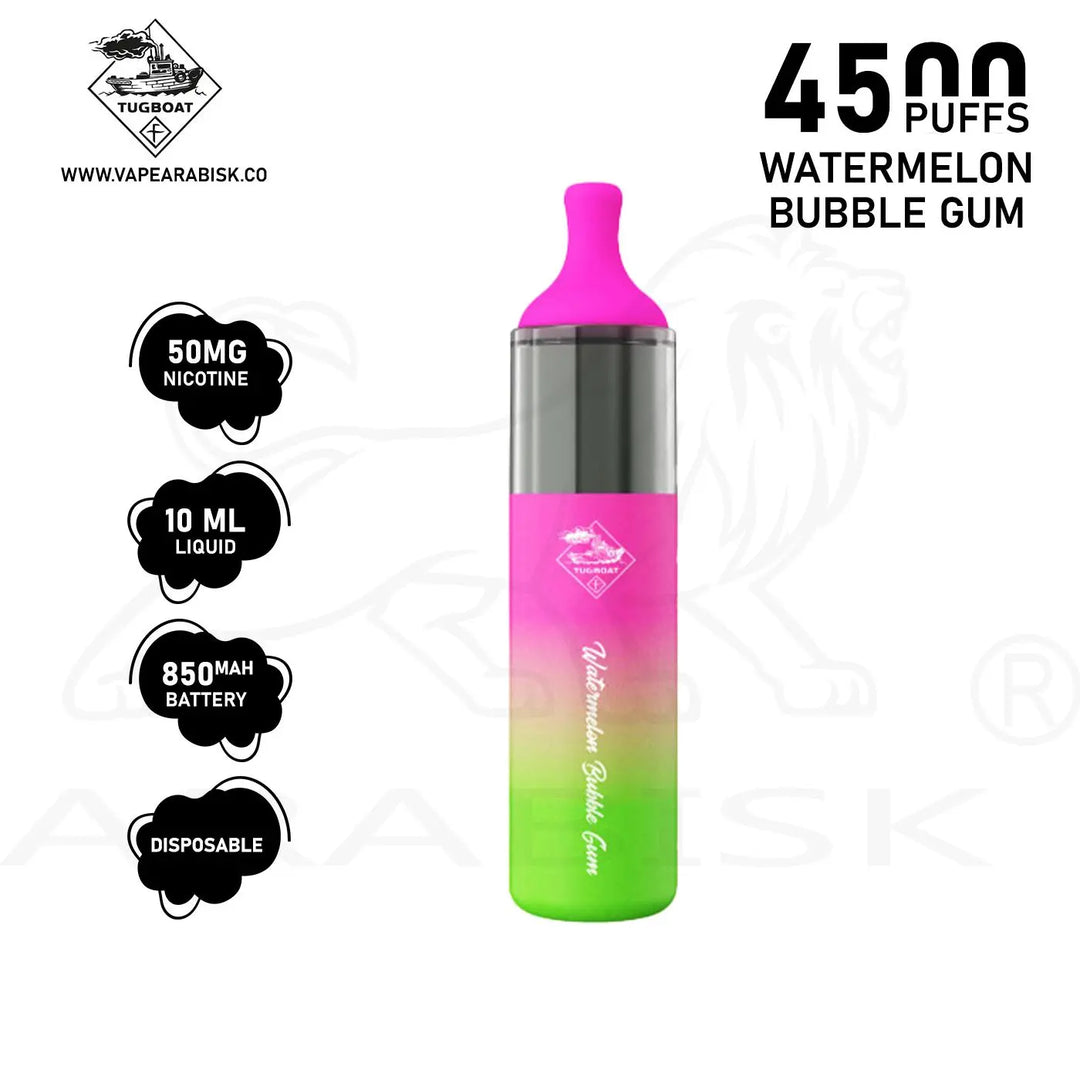 TUGBOAT EVO 4500 PUFFS 50MG - WATERMELON BUBBLEGUM Tugboat