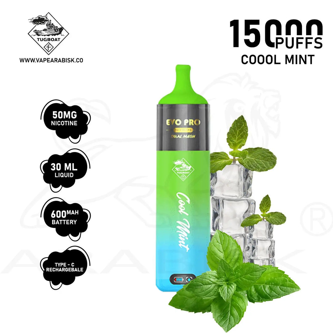 TUGBOAT EVO PRO 15000 PUFFS 50MG - COOL MINT 