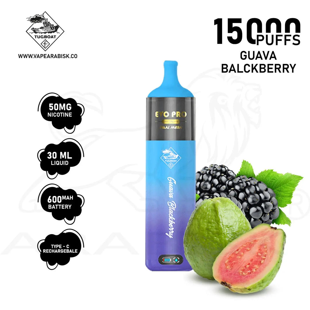 TUGBOAT EVO PRO 15000 PUFFS 50MG - GUAVA BLACKBERRY 