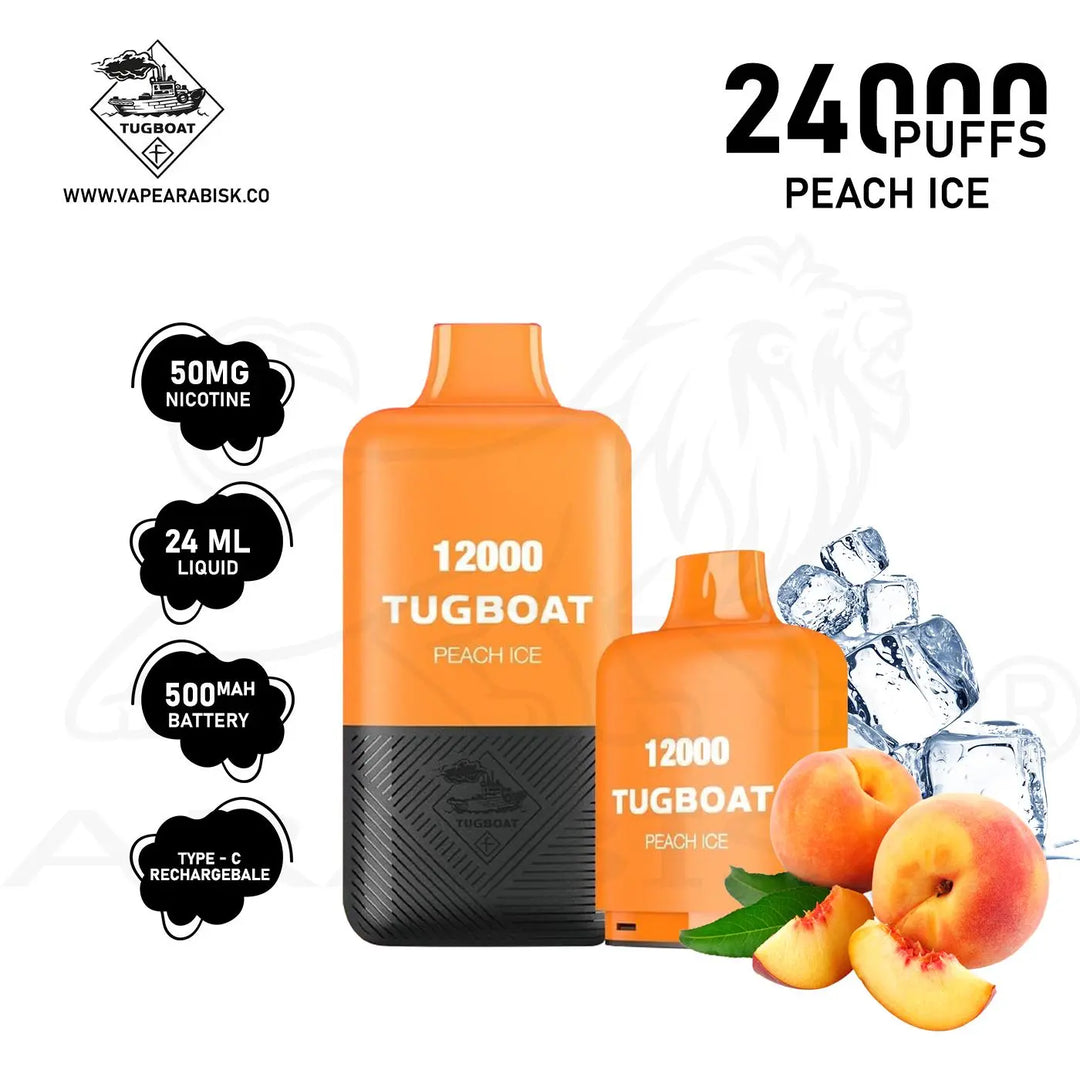 TUGBOAT SUPER KIT 24000 PUFFS 50MG - PEACH ICE 