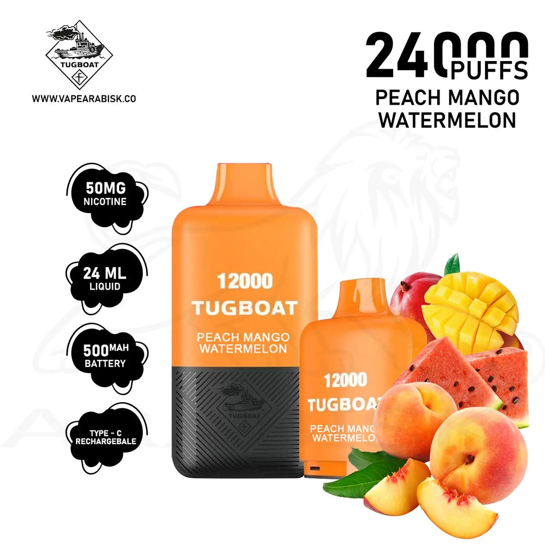 TUGBOAT SUPER KIT 24000 PUFFS 50MG - PEACH MANGO WATERMELON 