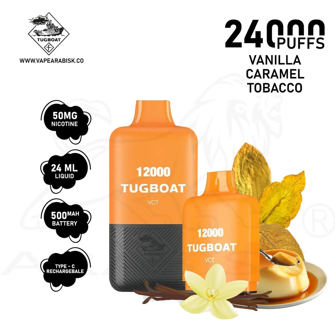 TUGBOAT SUPER KIT 24000 PUFFS 50MG - VANILLA CARAMEL TOBACCO 