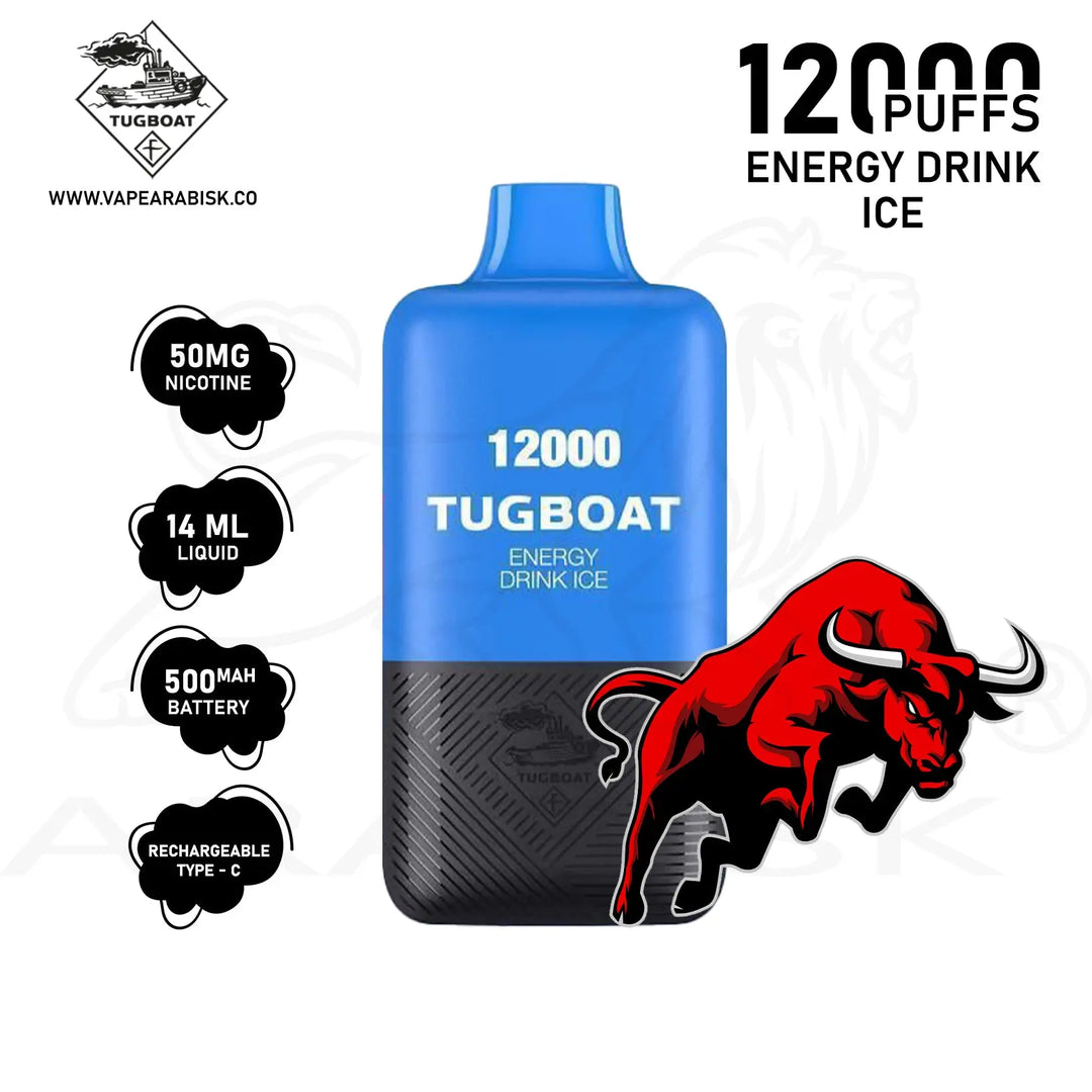 TUGBOAT SUPER POD KIT 12000 PUFFS 50MG - ENERGY DRINK ICE 