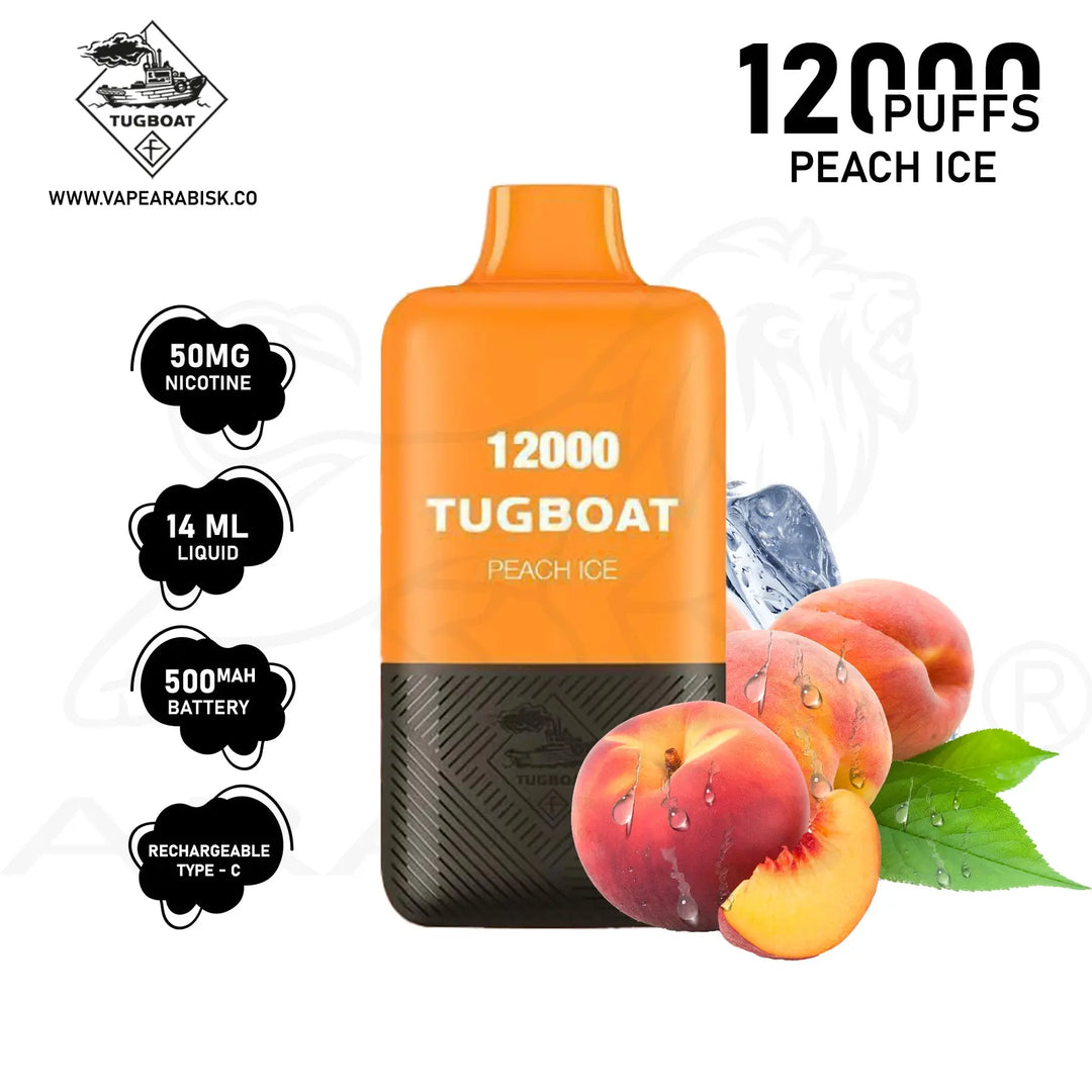 TUGBOAT SUPER POD KIT 12000 PUFFS 50MG - PEACH ICE 