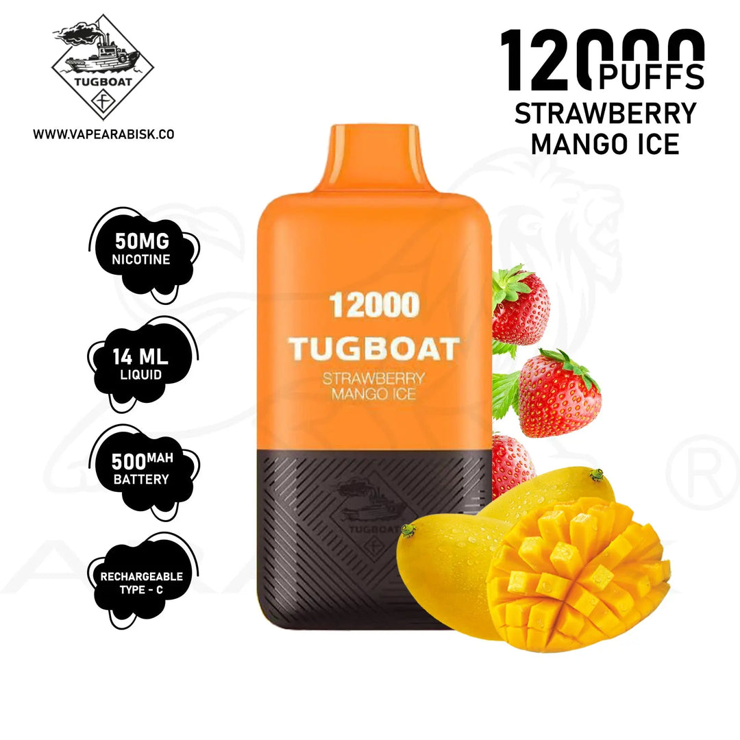 TUGBOAT SUPER POD KIT 12000 PUFFS 50MG - STRAWBERRY MANGO ICE 