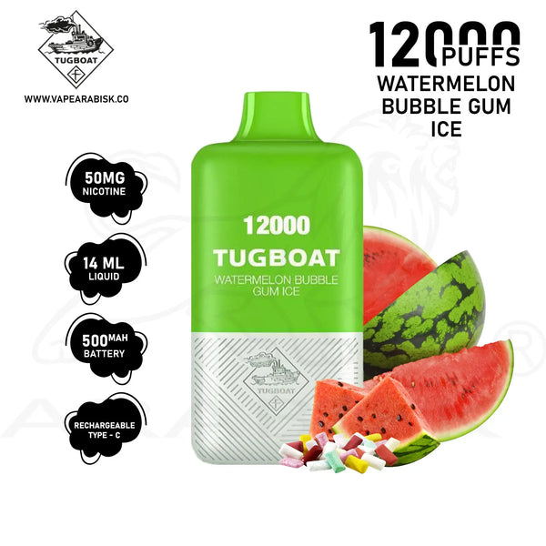 TUGBOAT SUPER POD KIT 12000 PUFFS 50MG - WATERMELON BUBBLEGUM ICE 