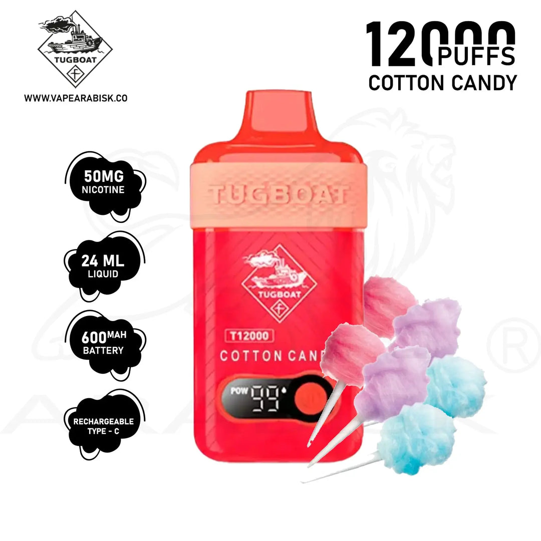 TUGBOAT T12000 PUFFS 50MG - COTTON CANDY 