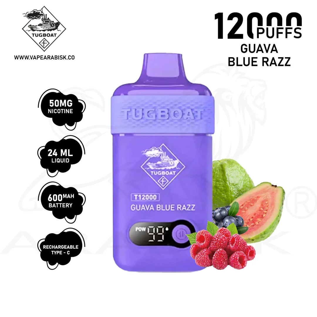 TUGBOAT T12000 PUFFS 50MG - GUAVA BLUE RAZZ 