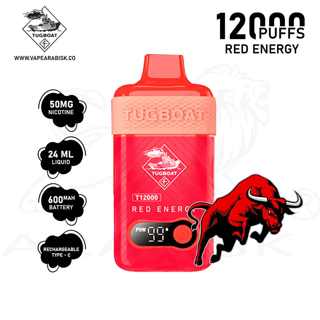 TUGBOAT T12000 PUFFS 50MG - RED ENERGY 