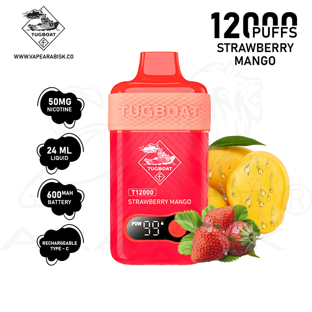 TUGBOAT T12000 PUFFS 50MG - STRAWBERRY MANGO 