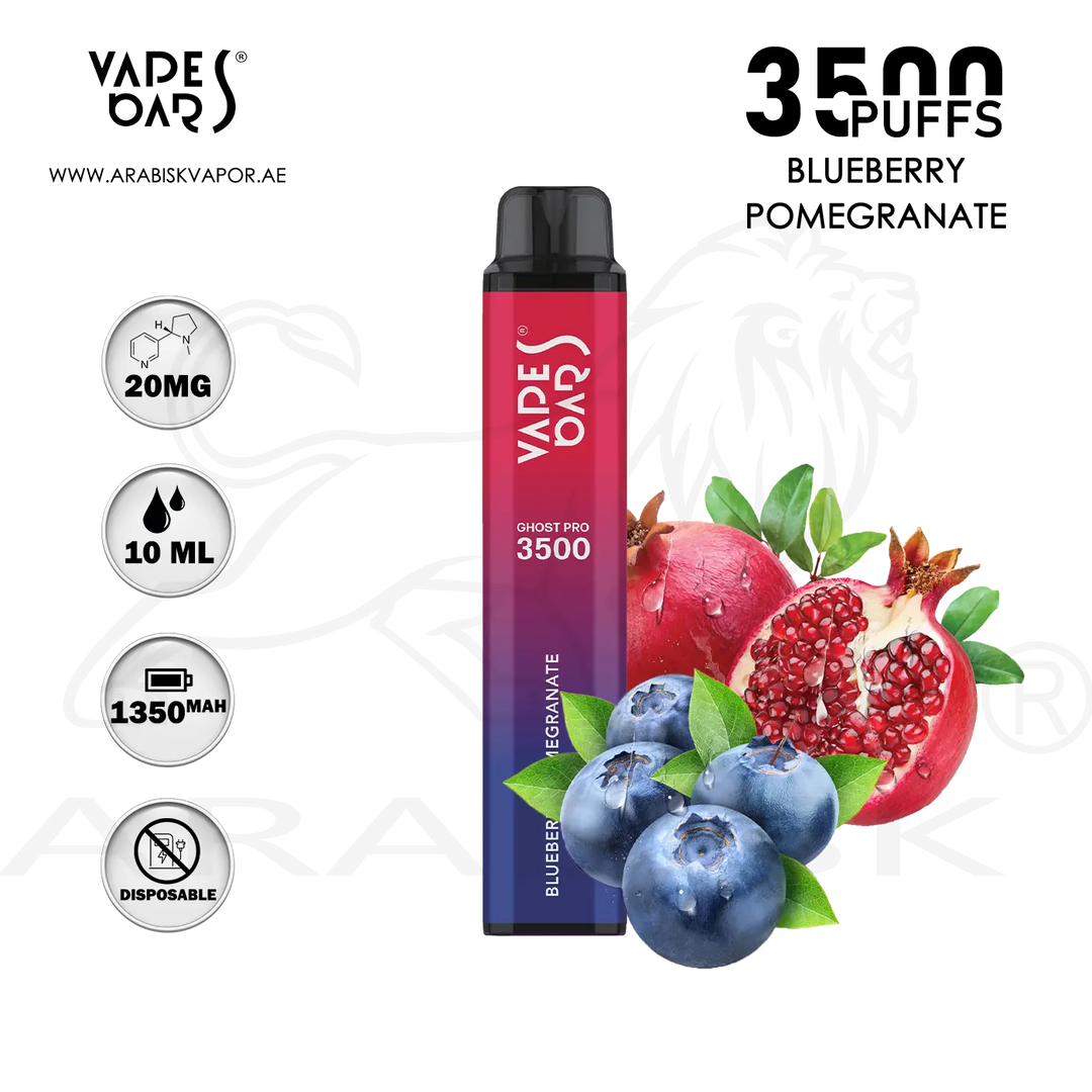 VAPES BARS GHOST PRO 3500 PUFFS 20MG BLUEBERRY POMEGRANATE | DISPOSABLE DEVICE Arabisk Vape VAPES BARS GHOST PRO 3500 PUFFS 20MG BLUEBERRY POMEGRANATE | DISPOSABLE DEVICE Arabisk Vape