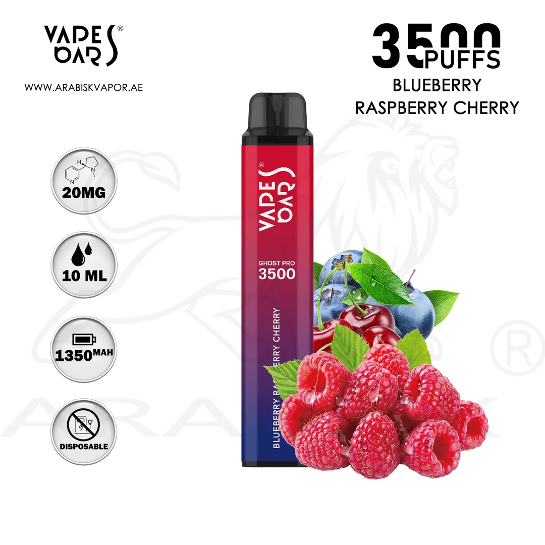 VAPES BARS GHOST PRO 3500 PUFFS 20MG BLUEBERRY RASPBERRY CHERRY | DISPOSABLE DEVICE Arabisk Vape VAPES BARS GHOST PRO 3500 PUFFS 20MG BLUEBERRY RASPBERRY CHERRY | DISPOSABLE DEVICE Arabisk Vape