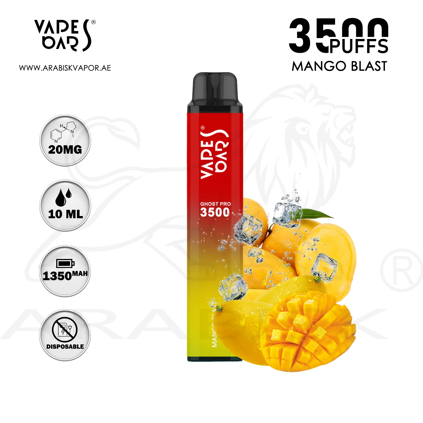 VAPES BARS GHOST PRO 3500 PUFFS 20MG