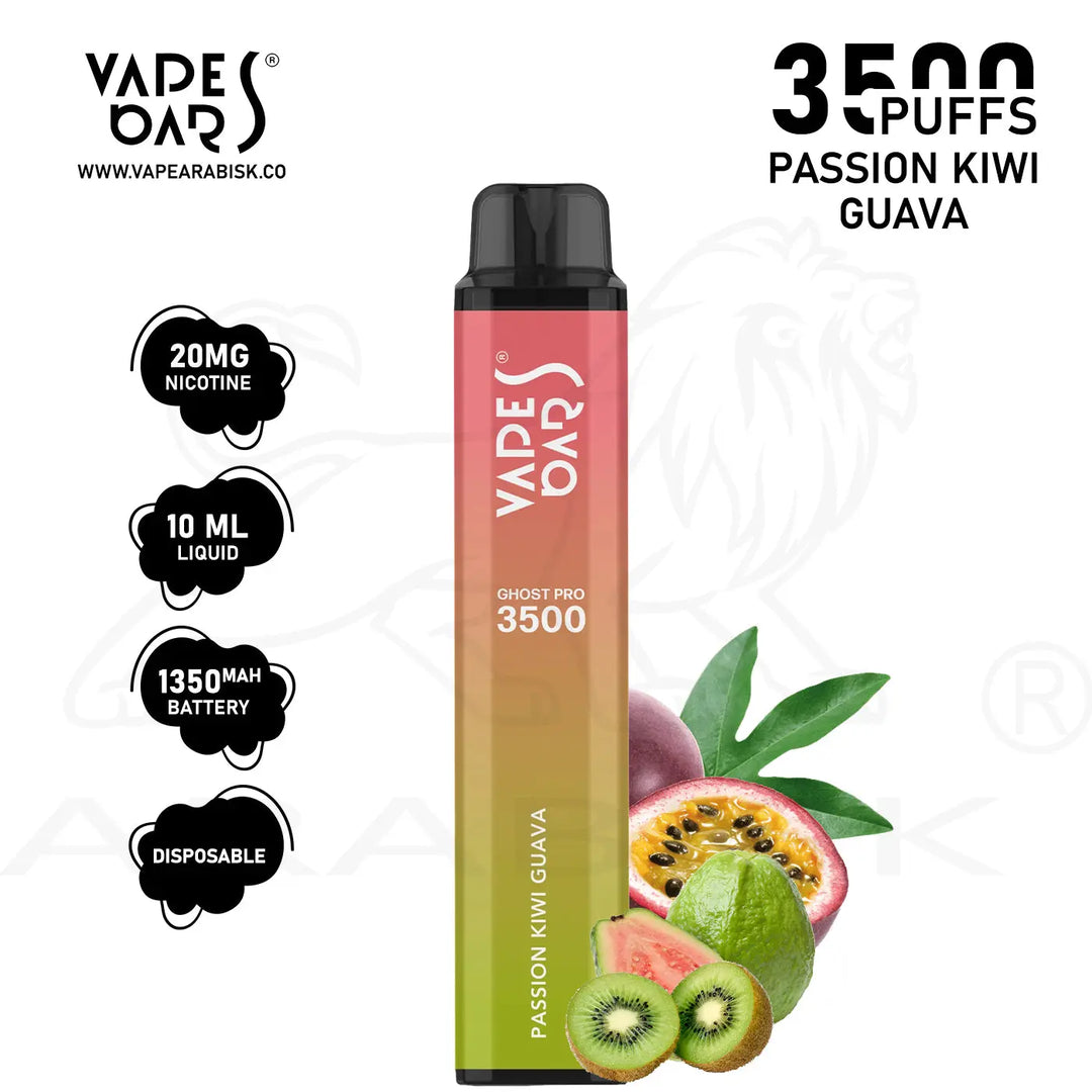 VAPES BARS GHOST PRO 3500 PUFFS 20MG - PASSION KIWI GUAVA 