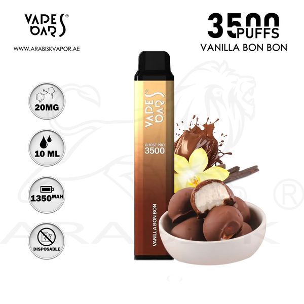 VAPES BARS GHOST PRO 3500 PUFFS 20MG - VANILLA BON BON | DISPOSABLE DEVICE Arabisk Vape VAPES BARS GHOST PRO 3500 PUFFS 20MG - VANILLA BON BON | DISPOSABLE DEVICE Arabisk Vape