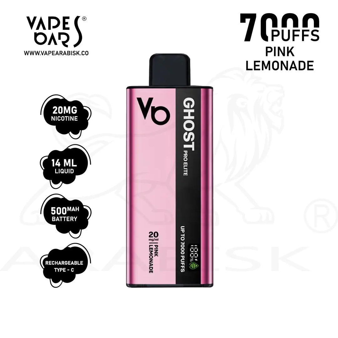 VAPES BARS GHOST PRO ELITE 7000 PUFFS 20 MG - PINK LEMONADE Ghost