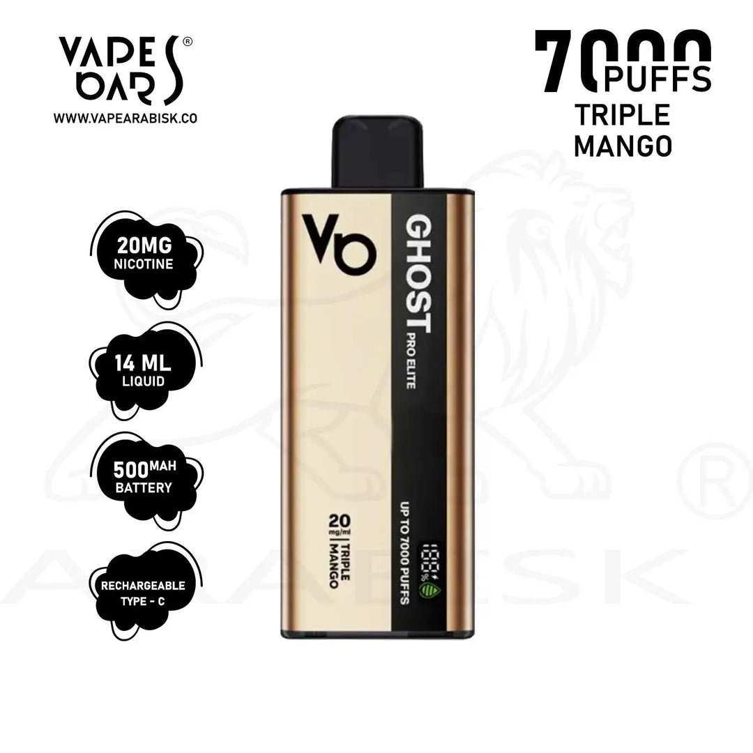 VAPES BARS GHOST PRO ELITE 7000 PUFFS 20 MG - TRIPLE MANGO Ghost