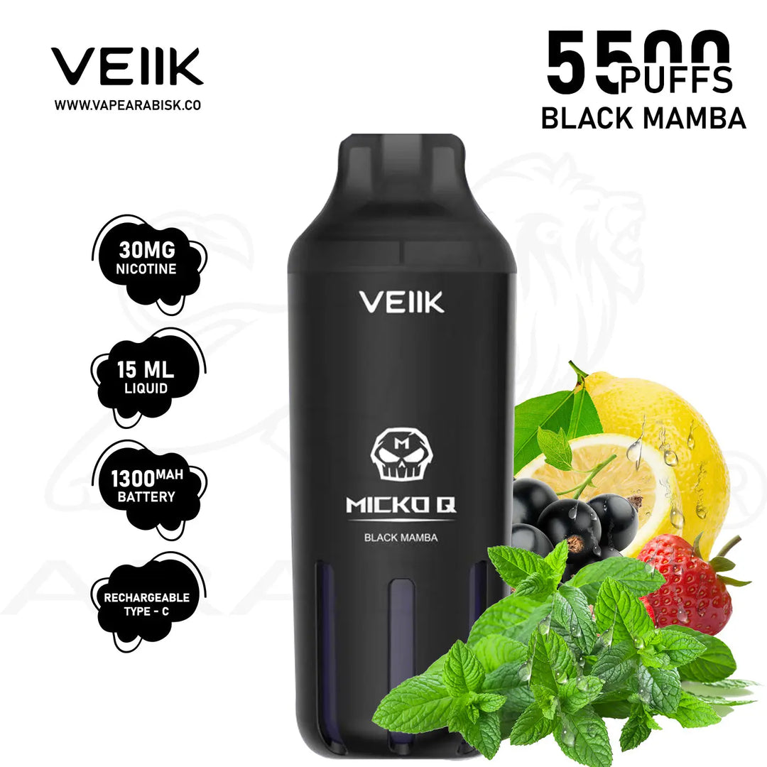 VEIIK MICKO Q 5500 PUFFS 30MG - BLACK MAMBA 