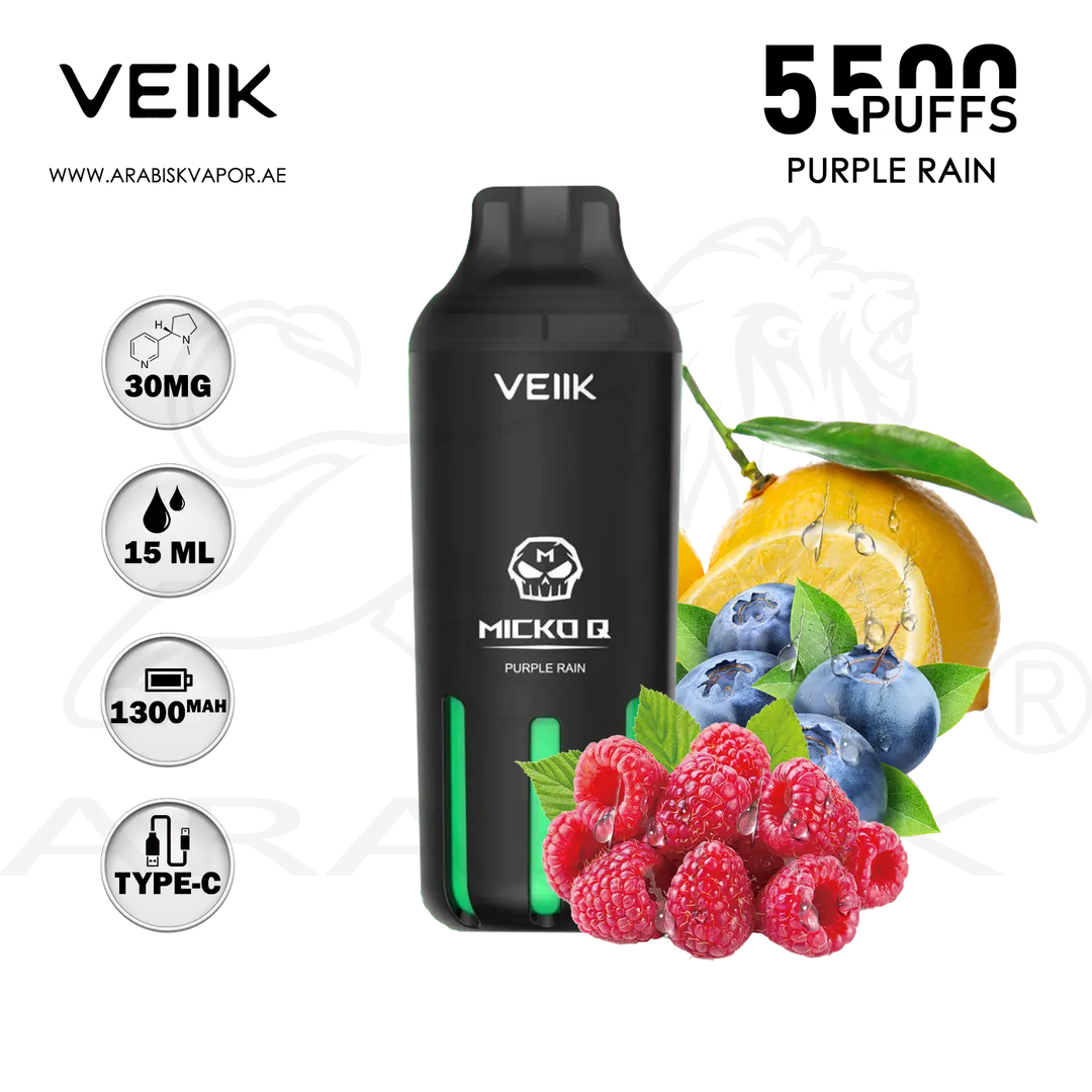 VEIIK MICKO Q 5500 Puffs 30mg - Purple Rain | Disposable Vape Device Arabisk Vape VEIIK MICKO Q 5500 Puffs 30mg - Purple Rain | Disposable Vape Device Arabisk Vape