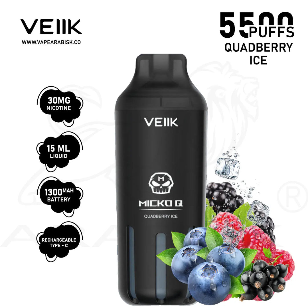 VEIIK MICKO Q 5500 PUFFS 30MG - QUADBERRY ICE 