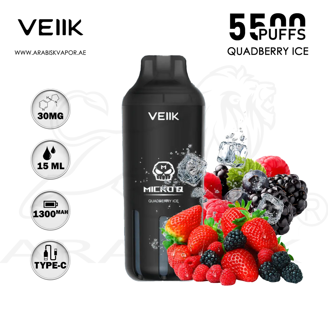 VEIIK MICKO Q 5500 Puffs 30mg - Quadberry Ice | Disposable Vape Device Arabisk Vape VEIIK MICKO Q 5500 Puffs 30mg - Quadberry Ice | Disposable Vape Device Arabisk Vape
