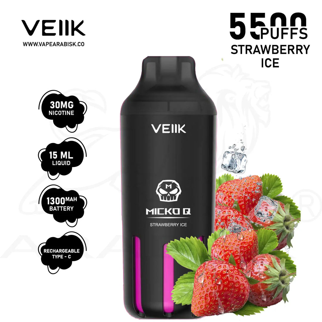 VEIIK MICKO Q 5500 PUFFS 30MG - STRAWBERRY ICE 