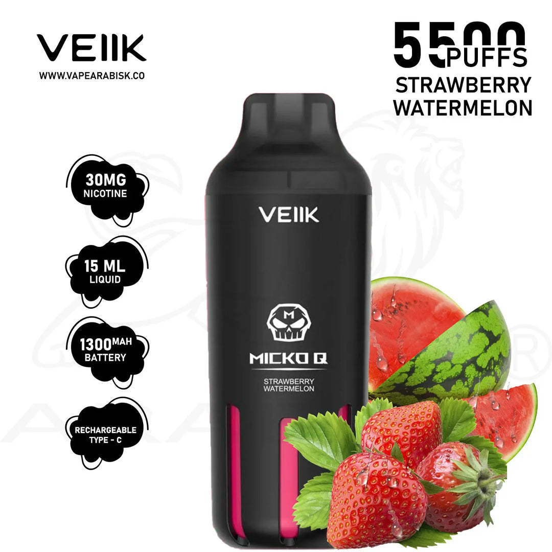 VEIIK MICKO Q 5500 PUFFS 30MG - STRAWBERRY WATERMELON 