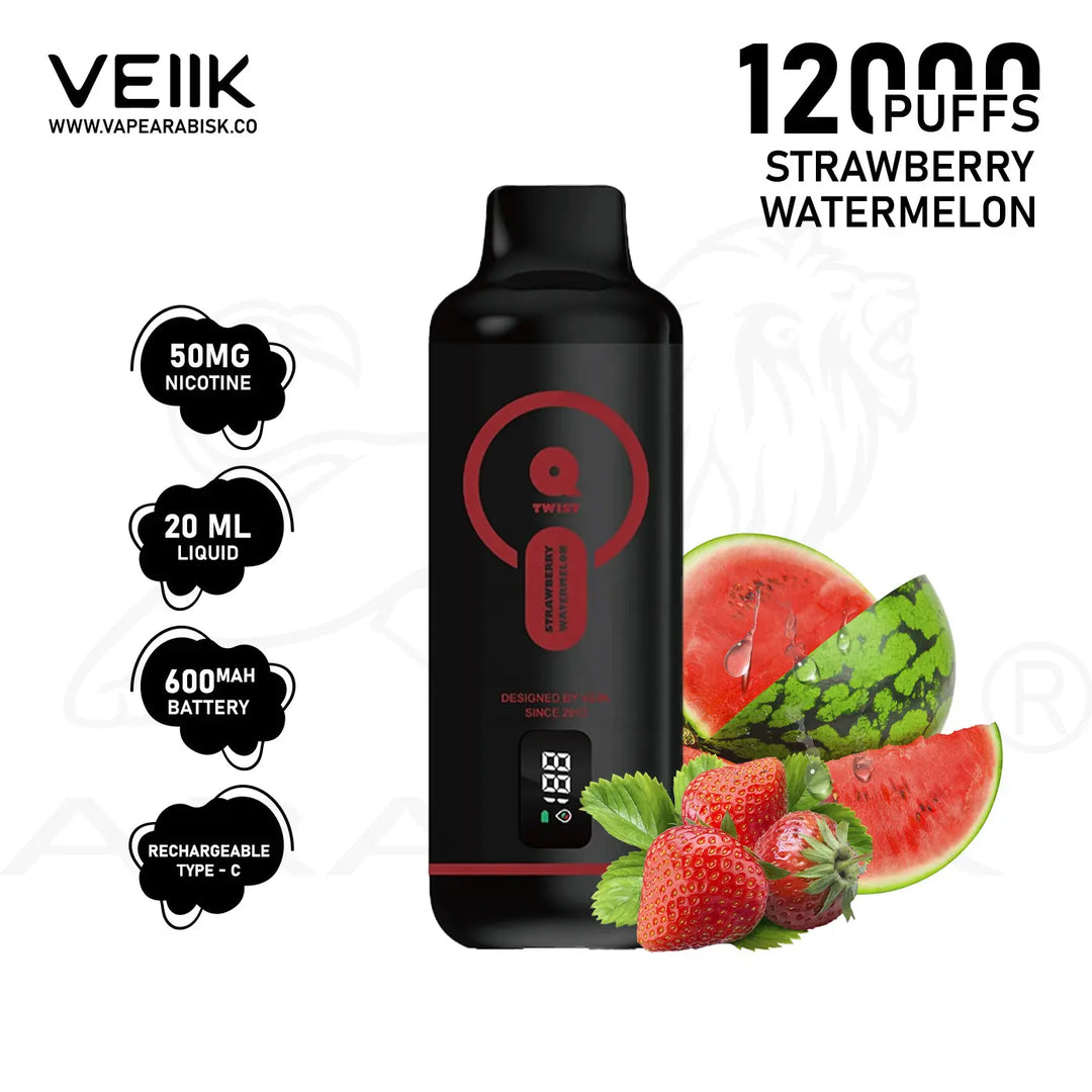 VEIIK TWIST 12000 PUFFS 50MG - STRAWBERRY WATERMELON 