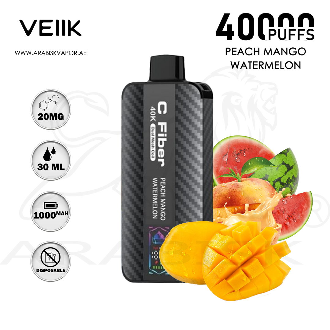VEIIK C FIBER 40000 PUFFS 20MG - PEACH MANGO WATERMELON