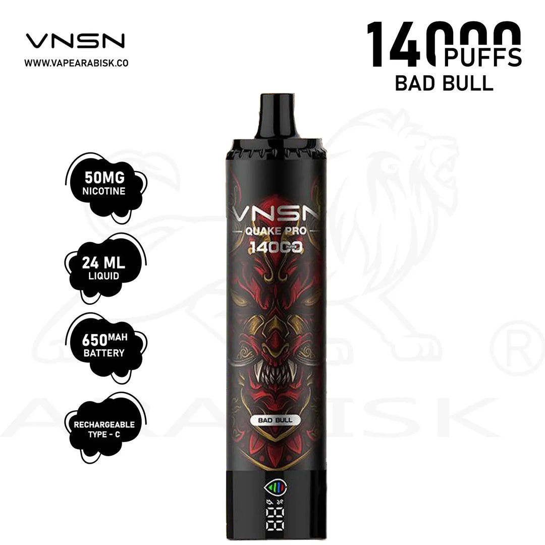 VNSN QUAKE PRO 14000 PUFFS 50MG - BAD BULL VNSN