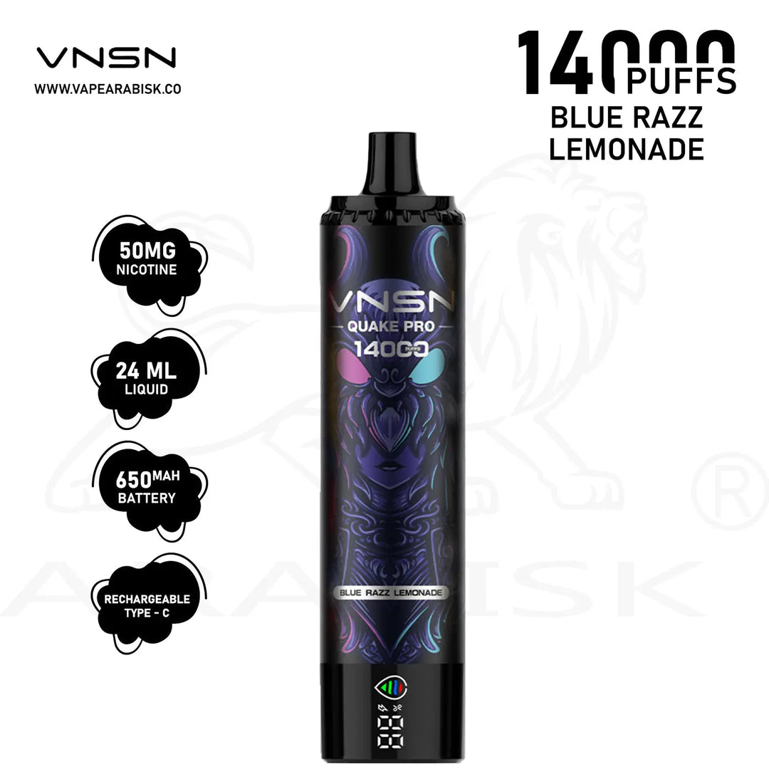 VNSN QUAKE PRO 14000 PUFFS 50MG - BLUE RAZZ LEMONADE VNSN