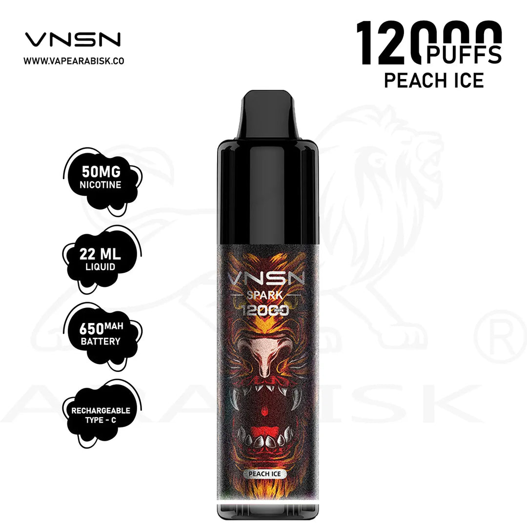 VNSN SPARK 12000 PUFFS 50MG - PEACH ICE VNSN