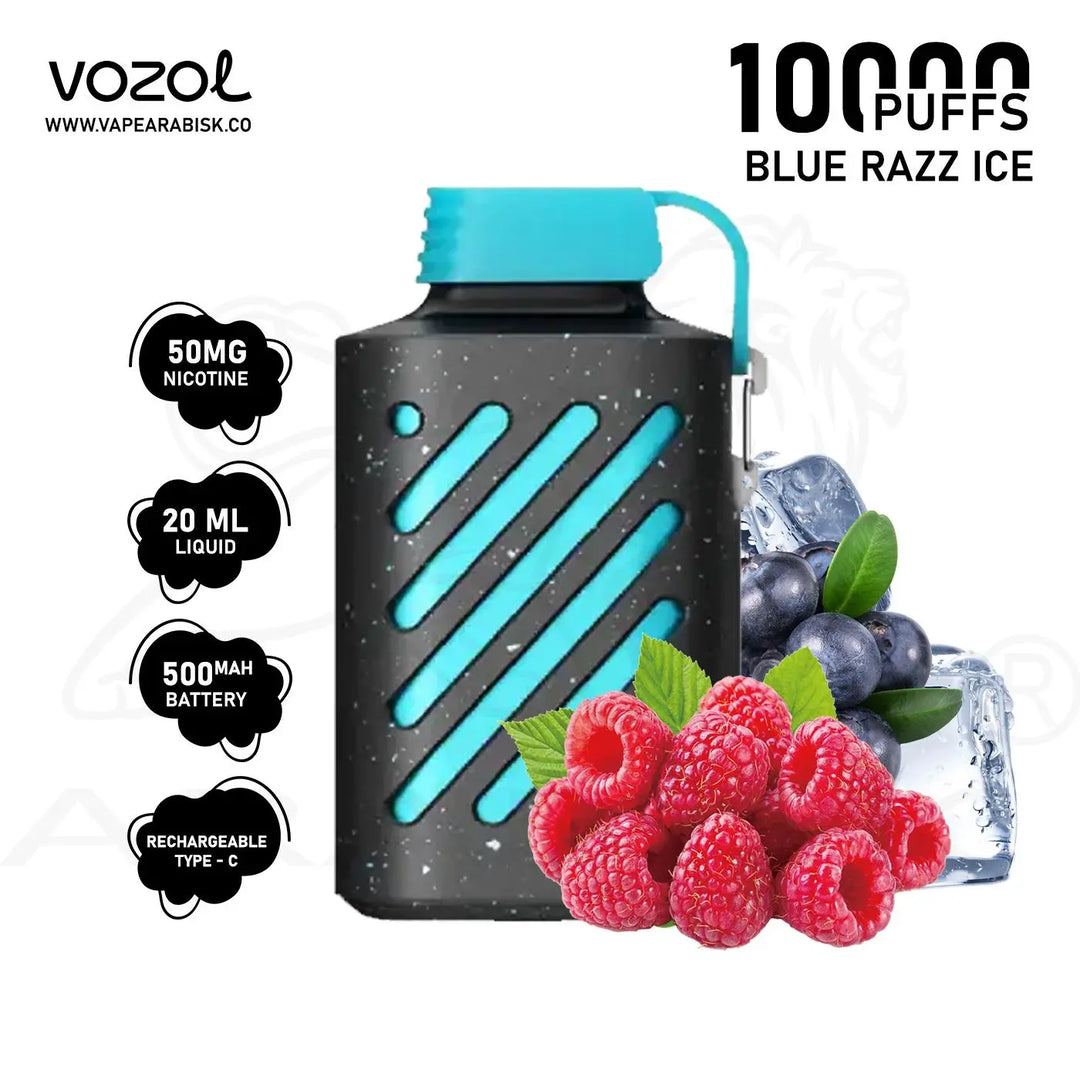 VOZOL GEAR 10000 PUFFS 50MG - BLUERAZZ ICE 