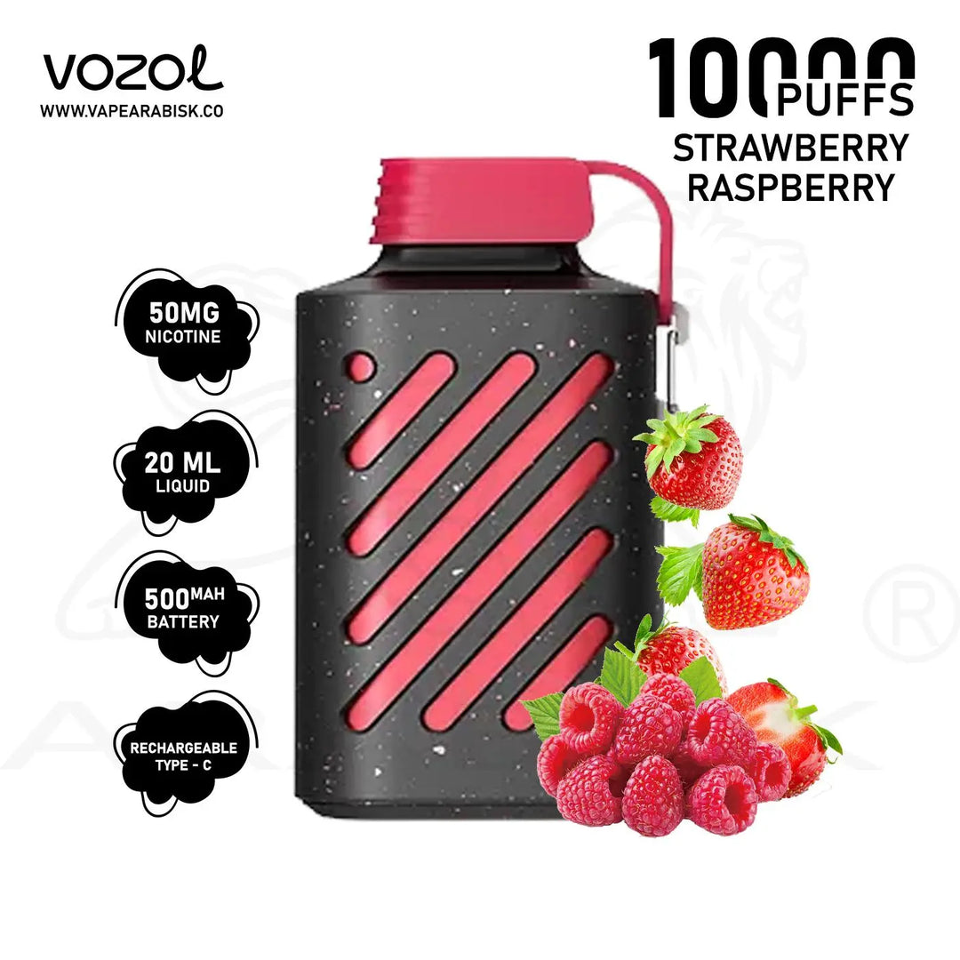 VOZOL GEAR 10000 PUFFS 50MG - STRAWBERRY RASPBERRY 