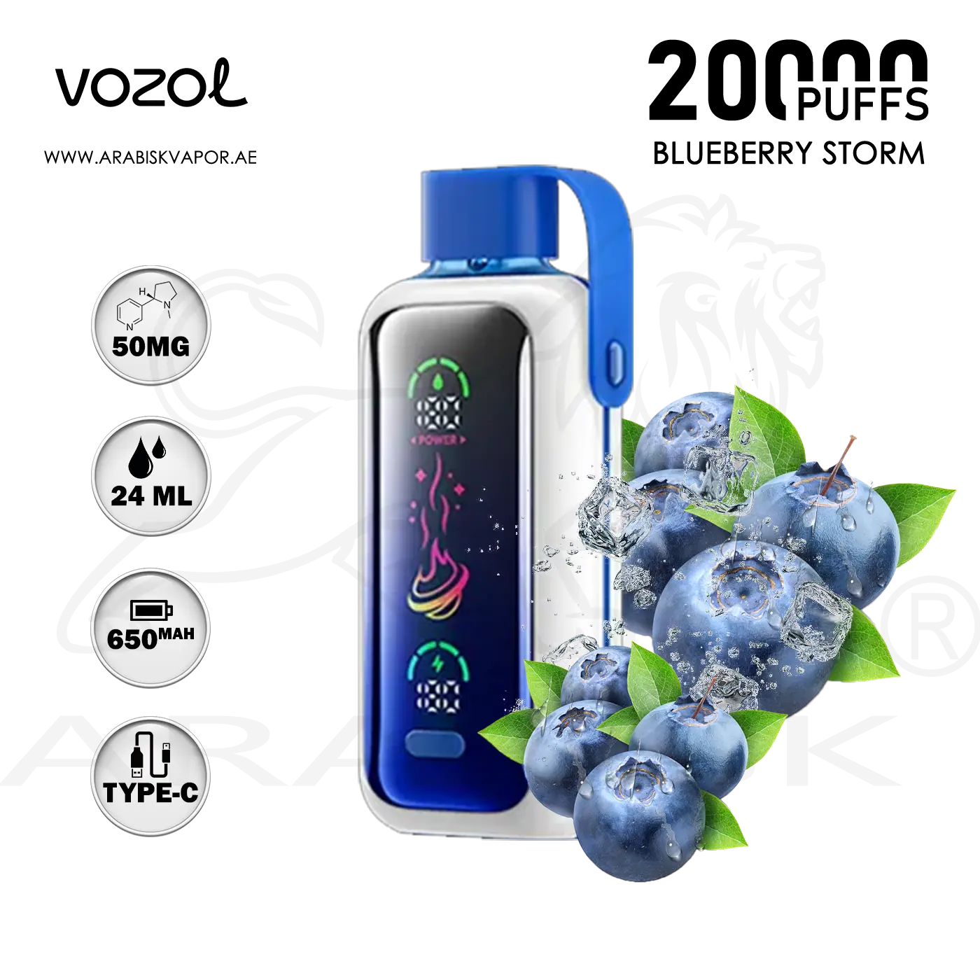 elfbar elfa master akku Vozol Disposable Vape Vozol Gear Power 20000 Blueberry Storm main image 1