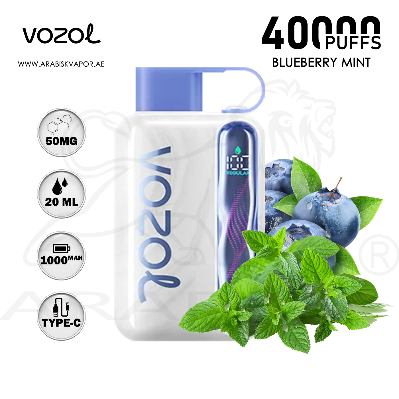 VOZOL STAR 40000 PUFFS 50MG - BLUEBERRY MINT