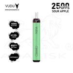 Load image into Gallery viewer, VUDU 2500 PUFFS 50MG - SOUR APPLE VUDU
